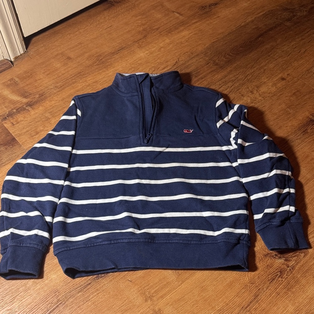 Vineyard Vines for target Navy Blue Striped Quarter-Zip Sweater size boys 6-7
